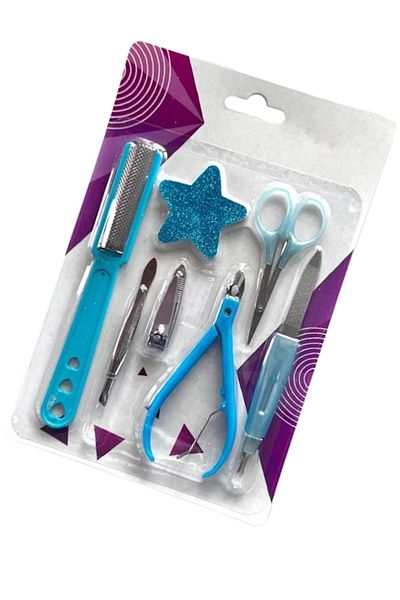 CAŞ DEKORASYON Blue Color 7 Piece Manicure Pedicure File Set