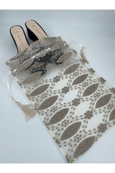 Lurji Dowry Bundle Elegant Guipure Detailed Shoe Bag Stylish and Natural Protection for Shoe Laundry