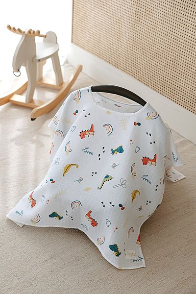 ESTİ Baby Multi-Purpose Muslin Breastfeeding Bib / Stroller Cover / Baby Stroller Cover 100% Cotton 85X130 cm