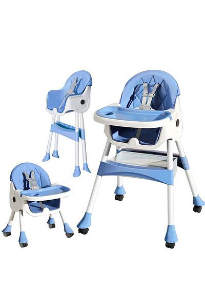 Yelajoy Removable baby dining chair,safe,stable,easy to clean,with storage basket and universal wheels,blue
