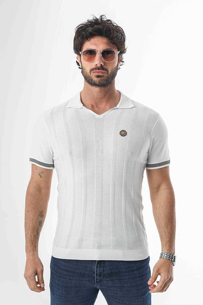 Tony Montana Πλεκτό μπλουζάκι με μοτίβο Polo Collar-TY-1303