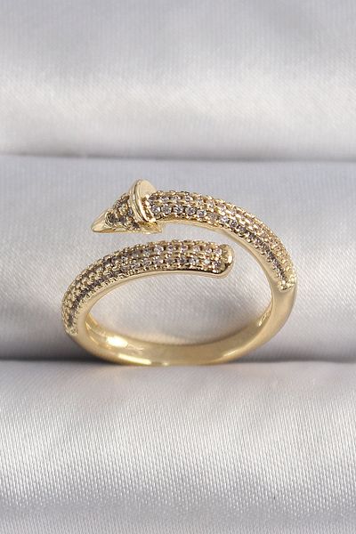 Skygo Brass Gold Color Zircon Stone Nail Model Vip Series Women's Ring - Tj-Byk3508