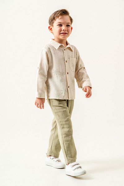 Harika KIDS Boy's Linen Shirt Muslin Pants Suit 2-5 Years