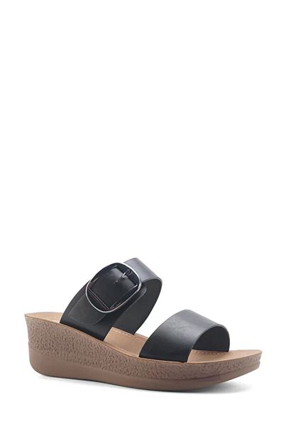 Polaris 407073.Z5Fx Black Women's Wedge Heel Slippers