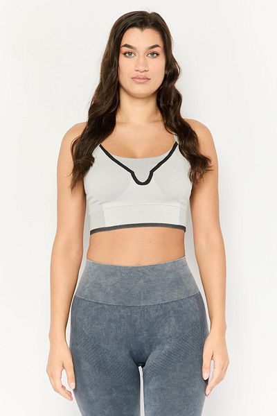 adidas Women Textured Lightly Padded Outdoor Sports Bra, Grey