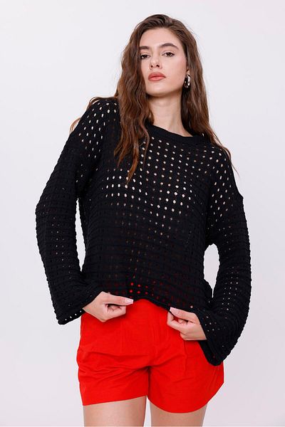 Figo Openwork Knitwear Women's Blouse