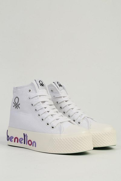 Benetton White Lilac Women's Sneakers BN-30945