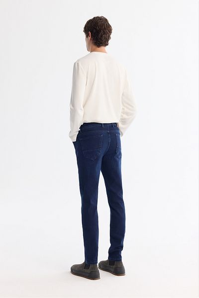 Avva Ανδρικό ελαστικό τζιν παντελόνι Navy Blue Antique Washed B 003521