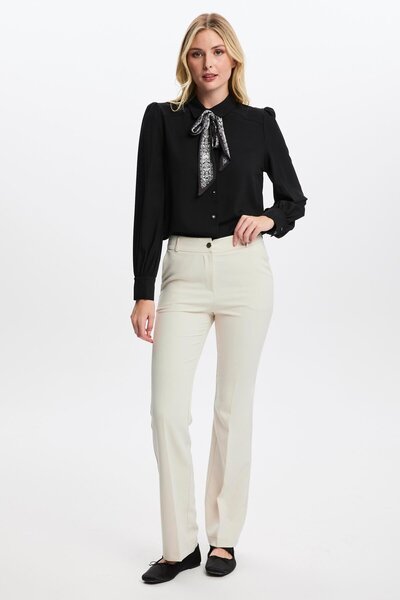 Zühre Wide Leg Stone Fabric Trousers P-0213