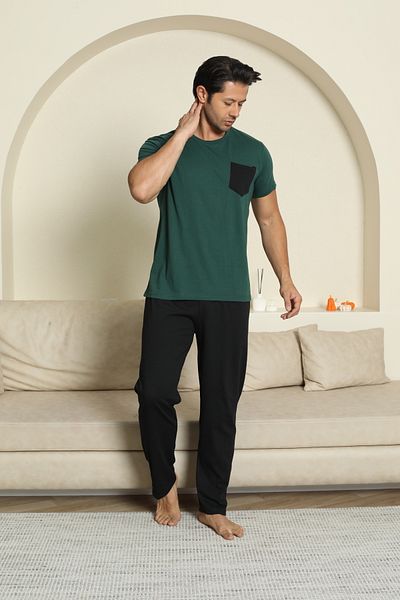 LİLA İÇ GİYİM Pajama Set - Black - Plain