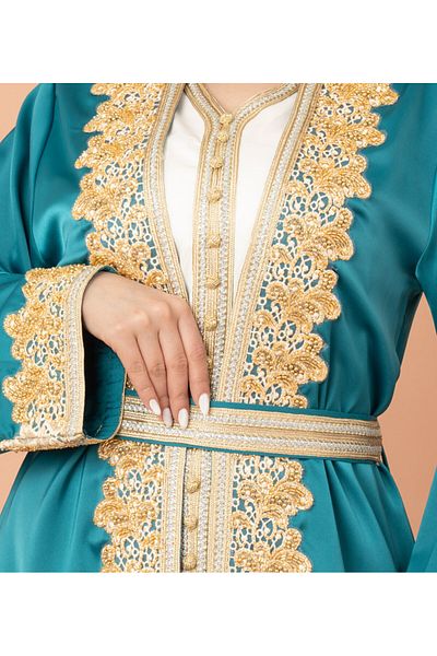 IKKXA Belted Elegant 2-Piece Kaftan