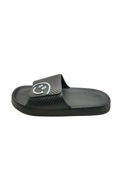 TECOS Men's Beach or Pool Slippers, ®, Black, Size 44-45, 28 Centimeters, Happy Face