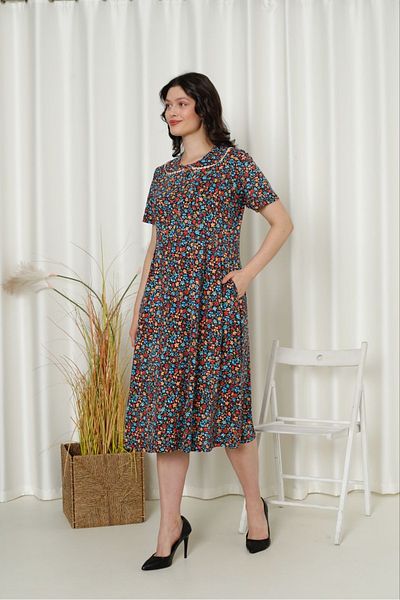 STELLETO Baby Collar Mixed Floral Patterned Summer Modal Dress