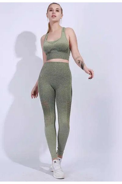 BUNCA Tonal jacquard effect seamless sports bra and leggings set