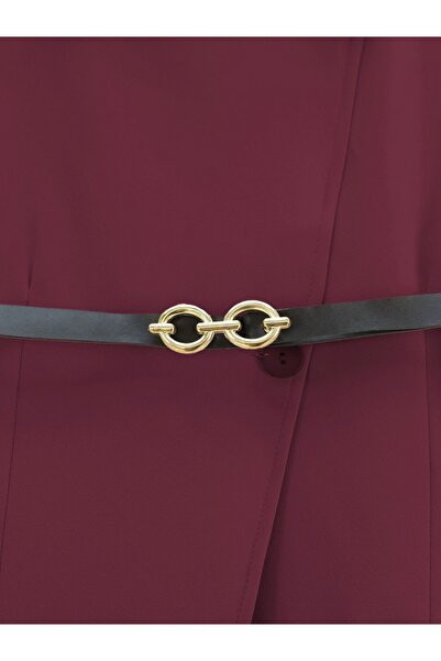 Modamorfo Burgundy Cross Buttoned Vest and Skirt Set