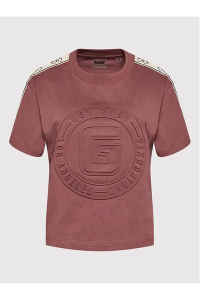 Guess BRITNEY CROP TEE women's t-shirt, burgundy