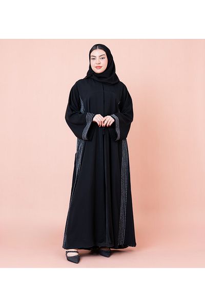 IKKXA Elegant White Stripes Abaya