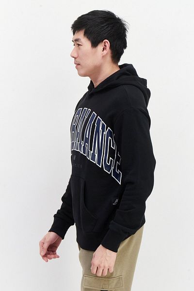 New Balance Men Hood Brand Logo Sweatshirt, Black