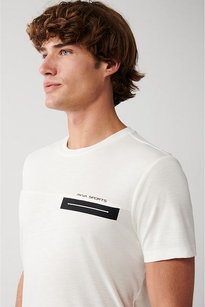 Avva Ecru Soft Touch Herren-T-Shirt mit Rundhalsausschnitt, bedruckt, A31y1195