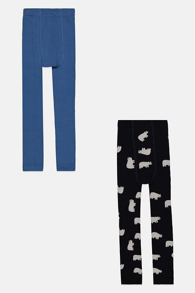 Tchibo Toddlers Girl 2 Pack Allover Print Tights, Multicolor