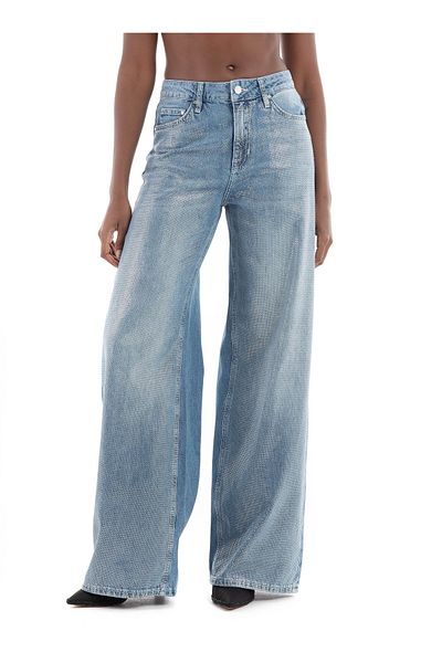 Guess Pantaloni de damă BELLFLOWER albaștri