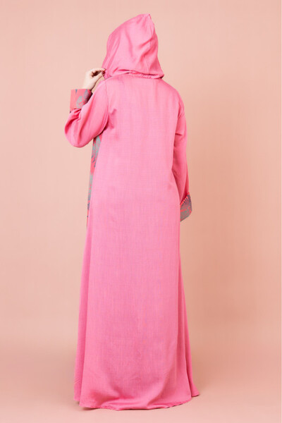 IKKXA Hooded Leaf Print Jalabiya