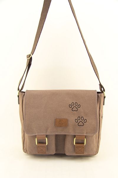 QUB CLUB Αδιάβροχος καμβάς - Τσάντα Laptop Business School Paw Brown Color