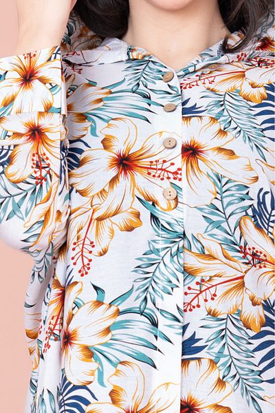 IKKXA Floral Printed Hoodie Jalabiya