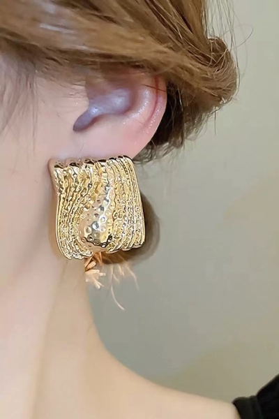 CAŞ DEKORASYON Gold Color Steel Earrings (Pair)