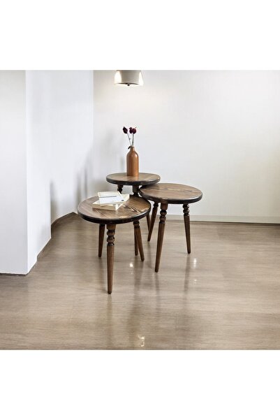 Sienta Home Dekoratif Doğal Ahşap 3’lü Zigon Sehpa Gürgen Ağacı Demonte Klasi...