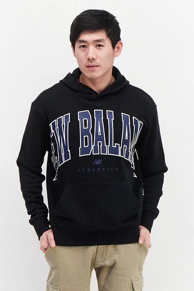 New Balance Men Hood Brand Logo Sweatshirt, Black