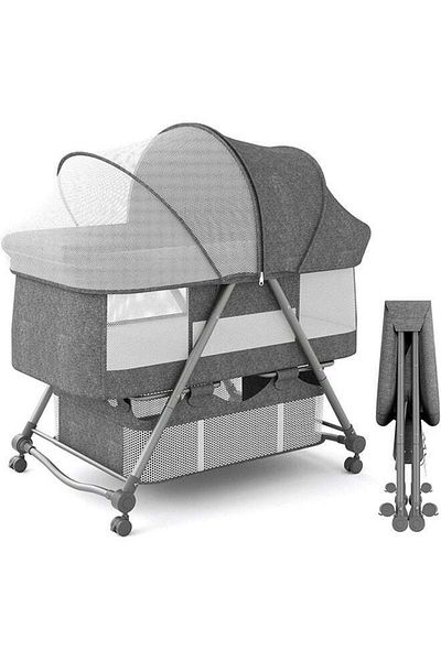 Yelajoy 3 in 1 Folding Baby Bassinet,with Blackout & Dustproof Mosquito Net,Anti-spit-up Design,Breathable