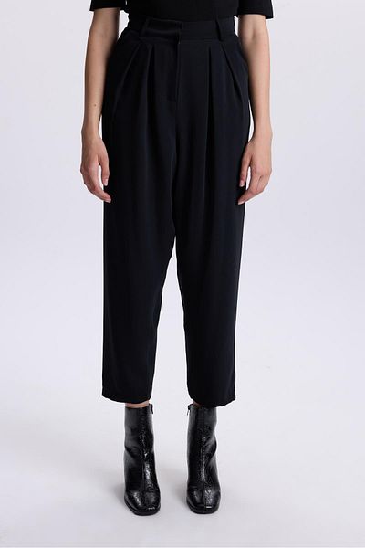 Zühre Μαύρο φαρδύ παντελόνι P-0187K