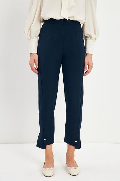 Zühre Navy Blue Trousers with Accessory Detail P-0192