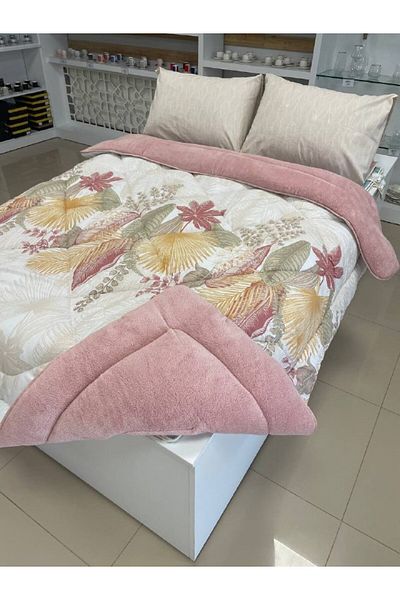 argehome Double Double Sided Luxury Welsoft Elite Quilt Soft Fleece Quilt and Pillow Case Alena Powder