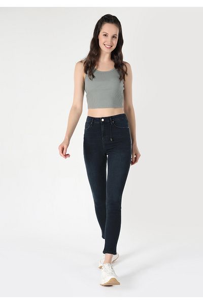 Colin's Pantaloni slim de damă albastru închis cu talie înaltă - Cl 1062200