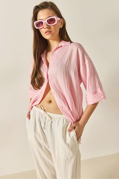 Bianco Lucci Women's Jacquard Half Sleeve Casual Shirt 60283201