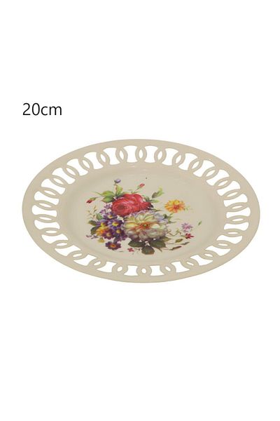 Generic Round, flat plastic plate decorated with roses