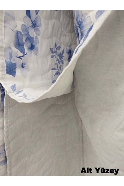 Ogi Home Cotton Multi-Purpose Patterned Single Pique, Bed Cover (160X230) - Blue-White
