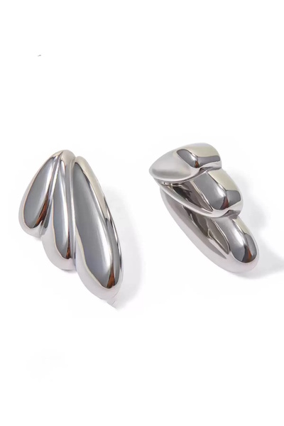 CAŞ DEKORASYON Silver Color Steel Earrings (Pair)