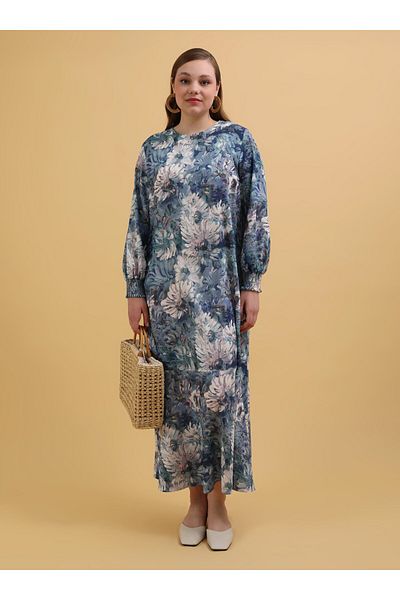 ALİA Plus Size Blue Floral Printed Woven Dress - Blue - Alia