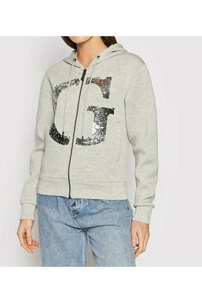 Guess DAPHNE HOOD SWEATSHI women's sweatshirt gray