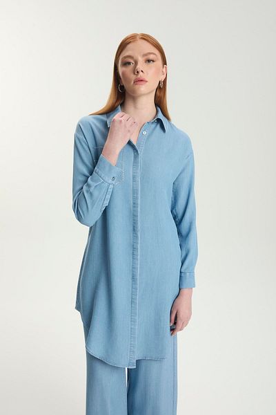 Zühre Stone Embroidery Detailed Denim Tunic T-1550