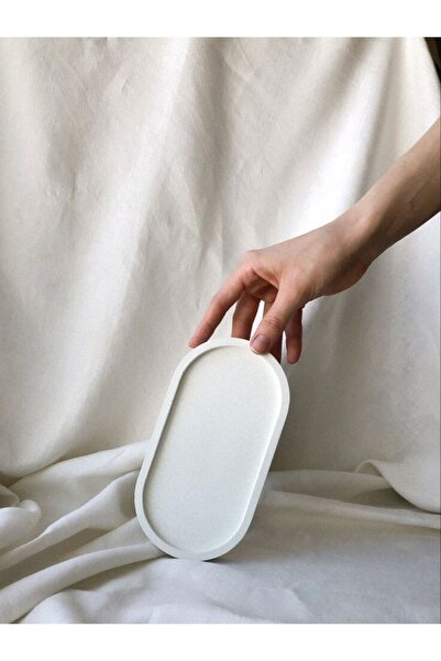 Genel Markalar Bernami Dekoratif Beton Oval Sunumluk Dekoratif Takı Tabağı, S...