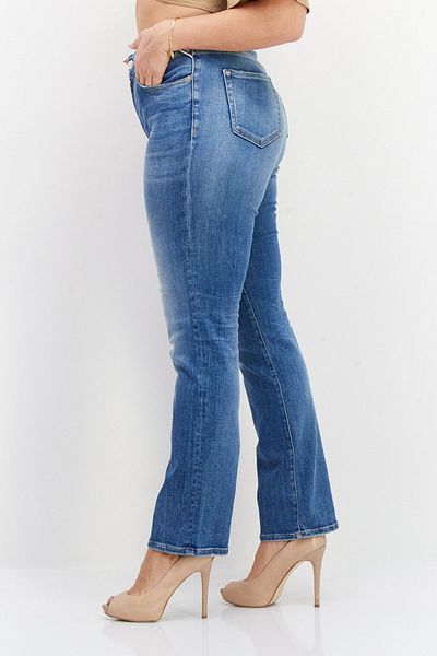 Replay Women Straight Fit Stretchable Washed Denim Jeans, Blue