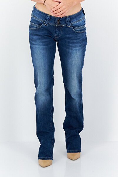 Pepe Jeans بنطلون جينز نسائي مستقيم قابل للتمدد ومغسول، أزرق