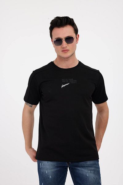 Decas GORGEOUS Crew Neck βαμβακερό μπλουζάκι - Μαύρο