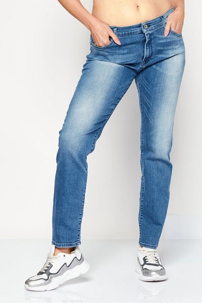 Replay Women Slim Fit Stretchable Washed Denim Jeans, Blue