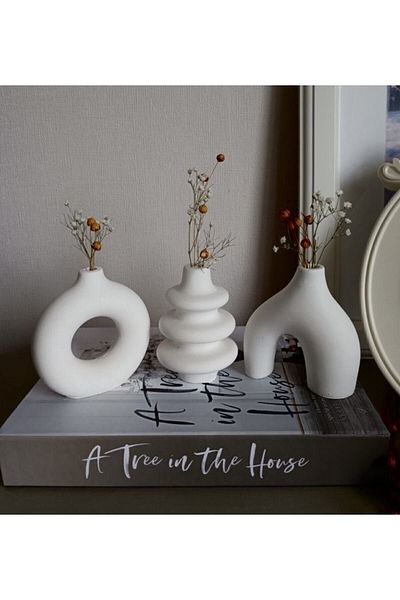 selens party Selens 3-Piece Decorative Vase Set - Concrete Scented Stone