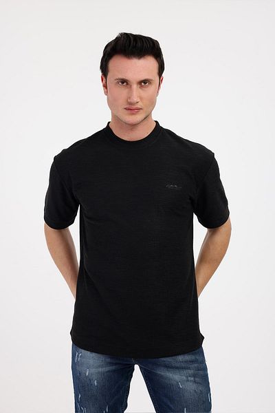 Decas Βαμβακερό μπλουζάκι VESPER Crew Neck - Μαύρο